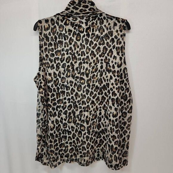 MAUVE Size 3X Cheetah Mesh See Through Sleeveless Halter Top U - Picture 2 of 5